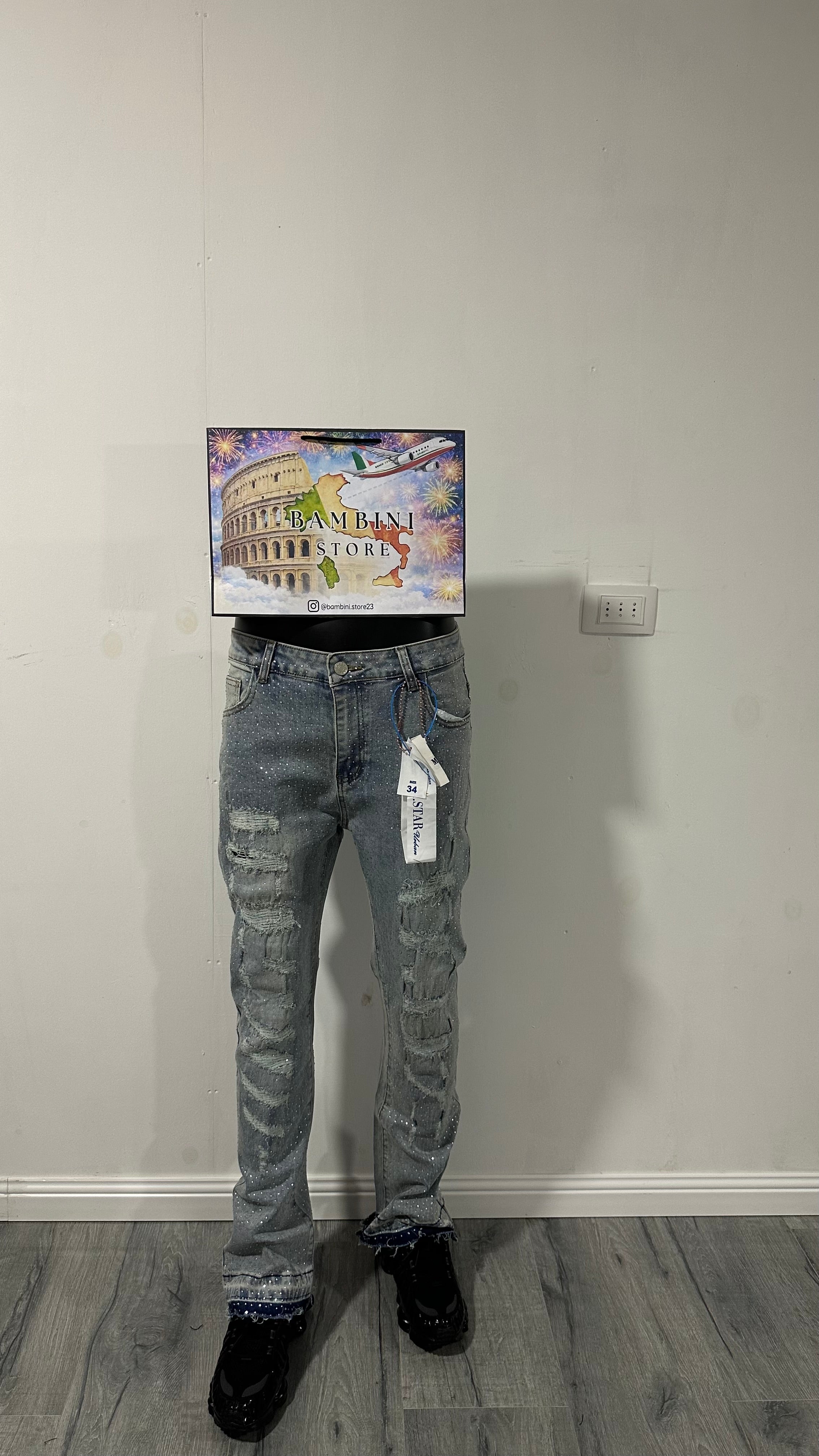 JEANS FLARE BRILLO CELESTE